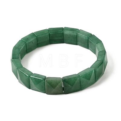 Square Natural Green Aventurine Beads Stretch Bracelets for Women Men BJEW-C097-06O-1