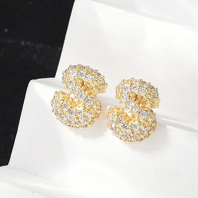 Brass Micro Pave Cubic Zirconia Stud Earrings EJEW-Z091-04G-S-1