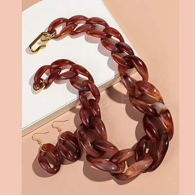 Acrylic Curb Chain Necklaces & Dangle Earrings Sets FS-WGC8108-02-1