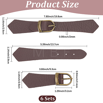 6 Sets PU Leather Toggle Buckles FIND-CL0002-15B-1