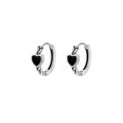 Heart Brass Enamel Hoop Earrings FS-WG22EC0-01-1
