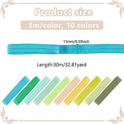 BENECREAT 30M 10 Colors Flat Polyester Elastic Cord OCOR-BC0006-33A-1