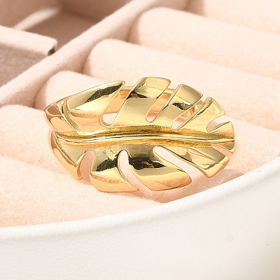 Rack Plating Brass Cuff Finger Rings for Women RJEW-C115-02G-1