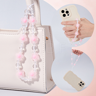 Plastic Beaded Mobile Phone Lanyard Wrist Strap AJEW-WH20010-63A-1