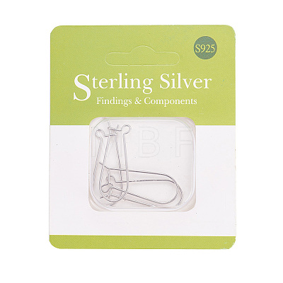 Rhodium Plated 925 Sterling Silver Earring Hoop Findings Kidney Wires Hooks 33x12.7mm Leverback Earrings STER-I005-07P-1