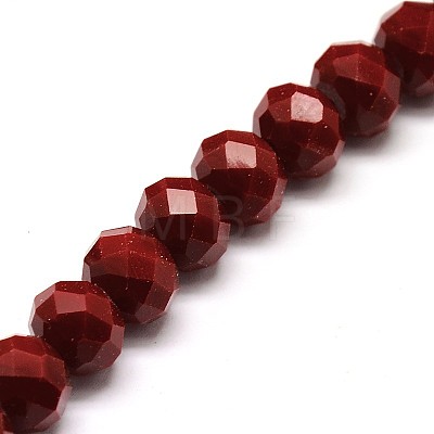 Opaque Solid Color Crystal Glass Rondelle Beads Strands EGLA-F047A-10-1
