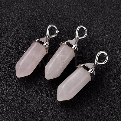 Bullet Natural Rose Quartz Pendants G-E332-A08-1