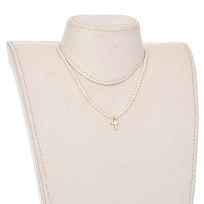 Cross Brass Pendant Necklaces NJEW-JN02972-02-1