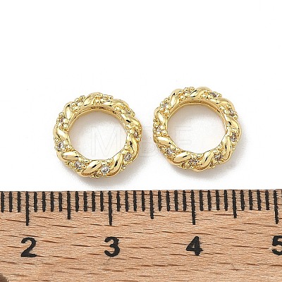 Brass Clear Cubic Zirconia European Beads KK-D228-10G-1