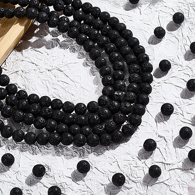 5 Strands Natural Lava Rock Round Beads Strands G-LT0001-02C-02-1
