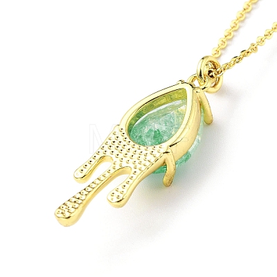 Synthetic Crystal Teardrop Pendant Necklace NJEW-G016-03A-1