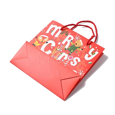 Christmas Santa Claus Print Paper Gift Bags with Nylon Cord Handle CARB-K003-01C-02-1