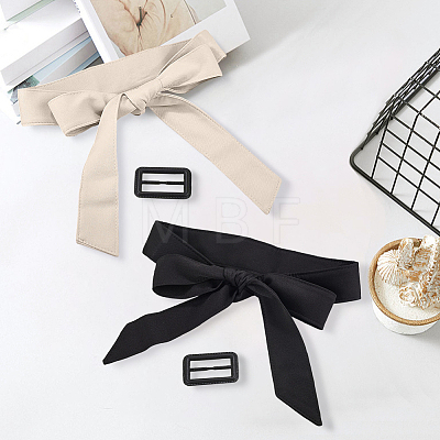 2Pcs 2 Colors Tie a Knot Polyester Waist Belt with Plastic Buckle AJEW-GF0014-54-1