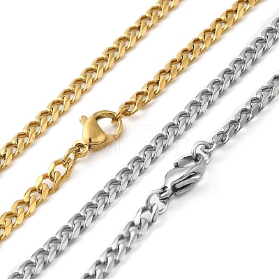 Ion Plating(IP) 304 Stainless Steel Cuban Link Chain Necklace for Men Women NJEW-C013-02G-1