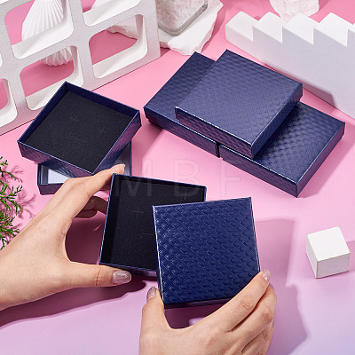 5Pcs Rhombus Textured Cardboard Jewelry Packing Boxes with Sponge Inside CBOX-TA0001-18C-1