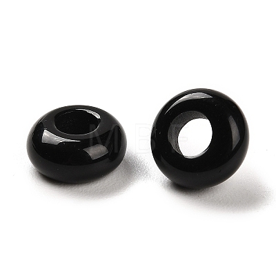 Natural Obsidian European Beads G-R488-02F-1