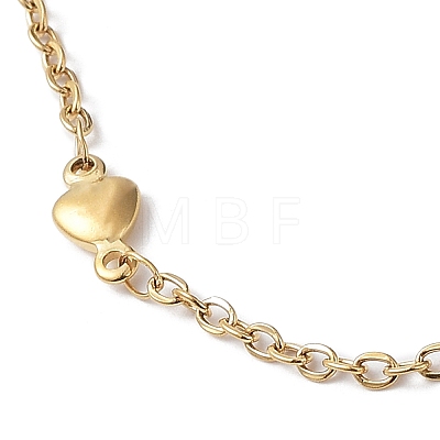Ion Plating(IP) 304 Stainless Steel Heart Link Chain Necklace NJEW-K249-09G-1