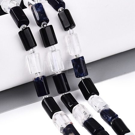 Natural Obsidian & Sodalite & Quartz Crystal Beads Strands G-Q614-01A-07-1