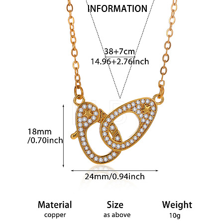 Brass Micro Pave Clear Cubic Zirconia Pendant Necklaces WGAA499-03-1