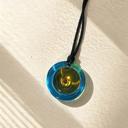 Acrylic Pendant Black PU Leather Cord Necklaces for Men Women WG8B824-02-1