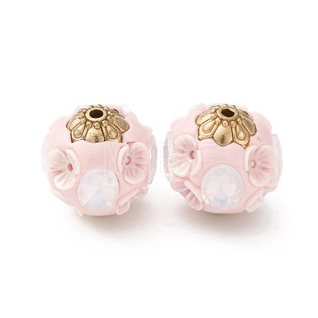 Handmade Resin Indonesia Round Beads IPDL-P005-23KCG-03-1