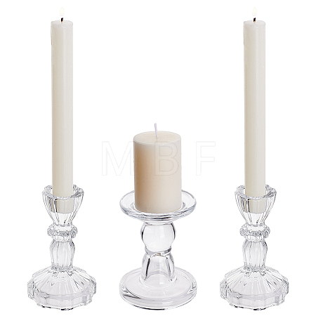 3Pcs 2 Styles Glass Candle Holders DJEW-HY0001-09-1