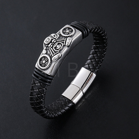 Punk Braided PU Leather Cord Bracelets XB8582-1-1
