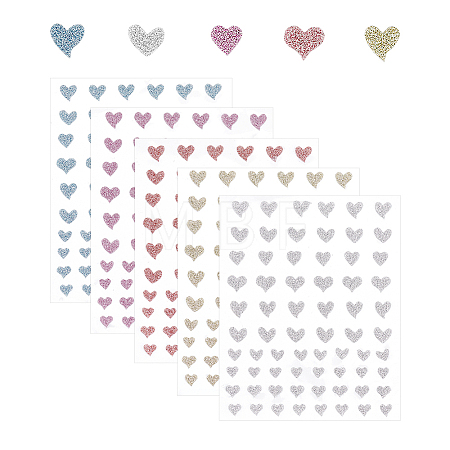 5 Sheets 5 Colors Sparkle PET Nail Art Stickers MRMJ-GA0001-14-1