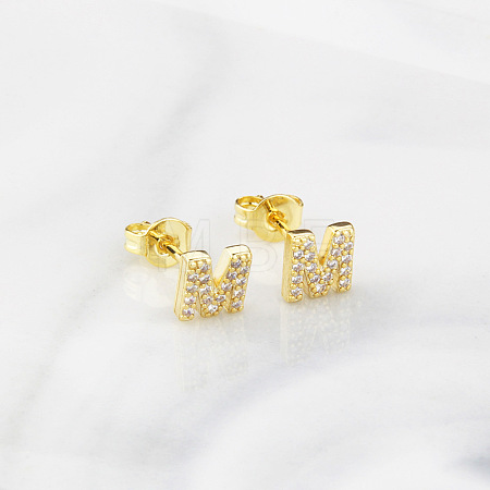 Brass Clear Cubic Zirconia Stud Earrings WGC2A80-13-1
