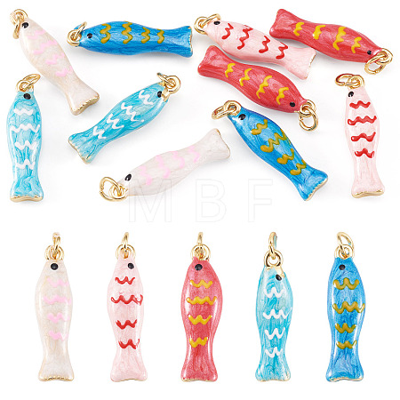 10Pcs 5 Colors Brass Enamel Pendants KK-TA0008-42-1