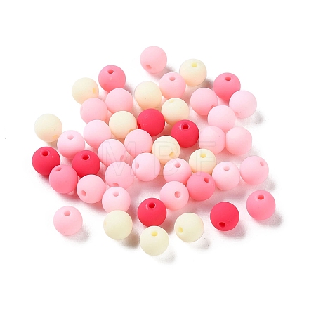 Rubberized Style Imitated Silicone Acrylic Beads MACR-D029-01N-1