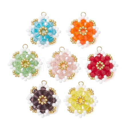 7Pcs 7 Colors Glass Pendants PALLOY-MZ01300-1