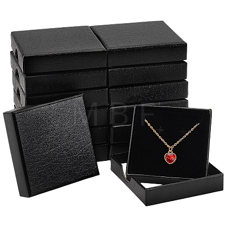 Lichee Textured Cardboard Jewelry Boxes CON-WH0089-100-1