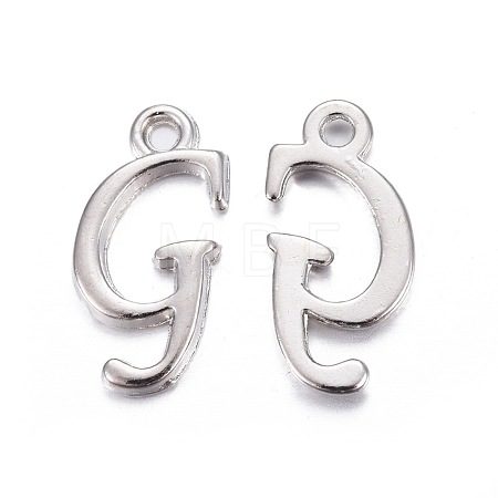 Platinum Plated Alloy Letter Pendants X-PALLOY-J718-01P-G-1