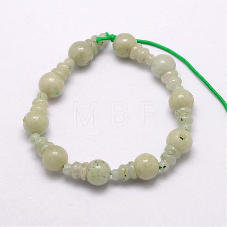 Natural Jade 3-Hole Guru Bead Strands G-K149-02-1