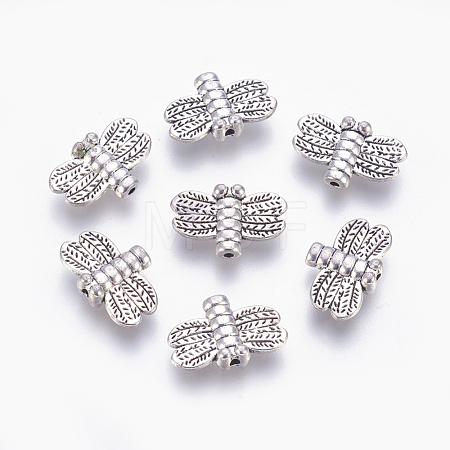 Tibetan Style Alloy Dragonfly Beads X-TIBEP-GC191-AS-NR-1