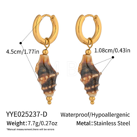 Stainless Steel Shell Shape Hoop Earrings RR5030-4-1