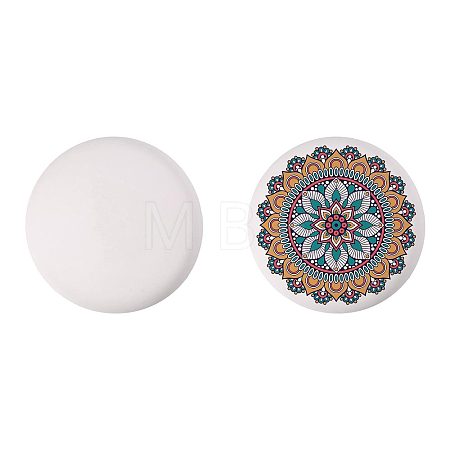 Flat Round White Cement Painting Rock DIY-WH0783-012-1