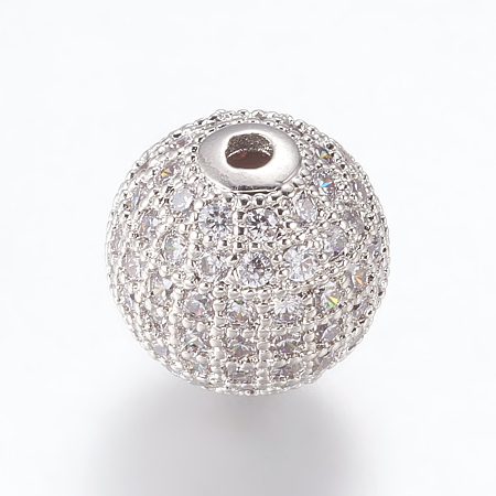 Brass Micro Pave Cubic Zirconia Beads ZIRC-E134-12mm-04P-1