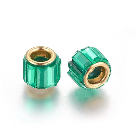 Brass Cubic Zirconia European Beads KK-E772-01A-1