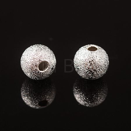 6mm Silver Color Plated Brass Textured Beads X-EC248-S-1