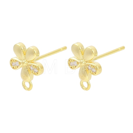Brass Micro Pave Clear Cubic Zirconia Stud Earring Findings LS-KK-Z099-01G-02-1