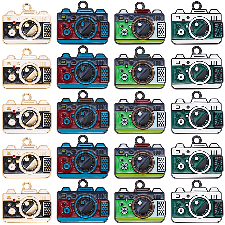 32Pcs 4 Colors Alloy Enamel Pendants ENAM-SC0008-20-1