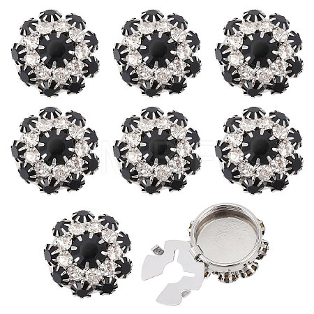 8Pcs Brass Rhinestone Cufflinks BUTT-GL0001-07B-1