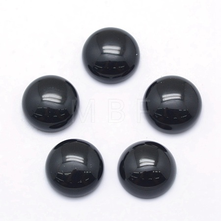 Natural Dyed & Heated Black Agate Cabochons X-G-P393-R02-12mm-1