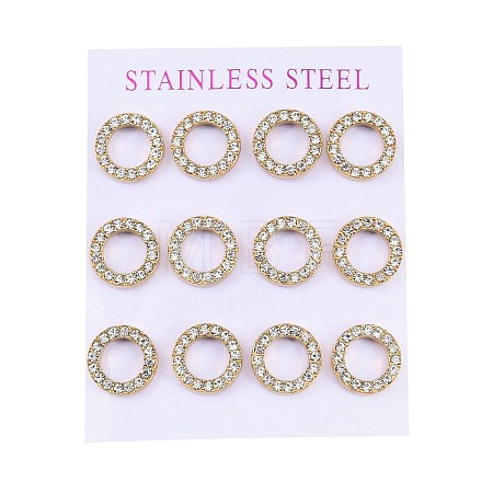 PVD Vacuum Plating 304 Stainless Steel Stud Earrings EJEW-C099-09G-02-1