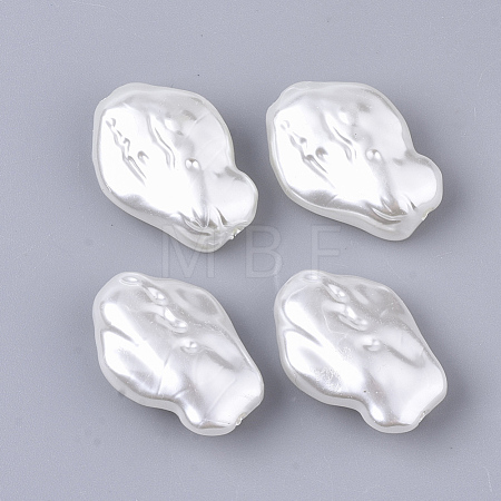 ABS Plastic Imitation Pearl Beads X-OACR-T022-09-1