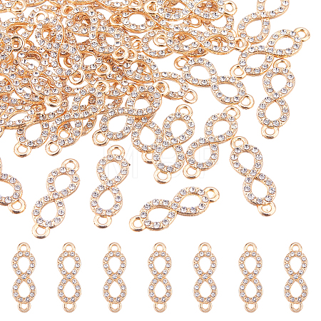 50Pcs Alloy Crystal Rhinestone Links/Connectors ALRI-FH0001-25G-1