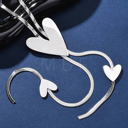 304 Stainless Steel Heart Y Necklaces NJEW-R026-30P-1
