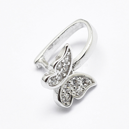 Anti-Tarnish Rhodium Plated 925 Sterling Silver Micro Pave Cubic Zirconia Pendant Bails STER-P034-13P-1